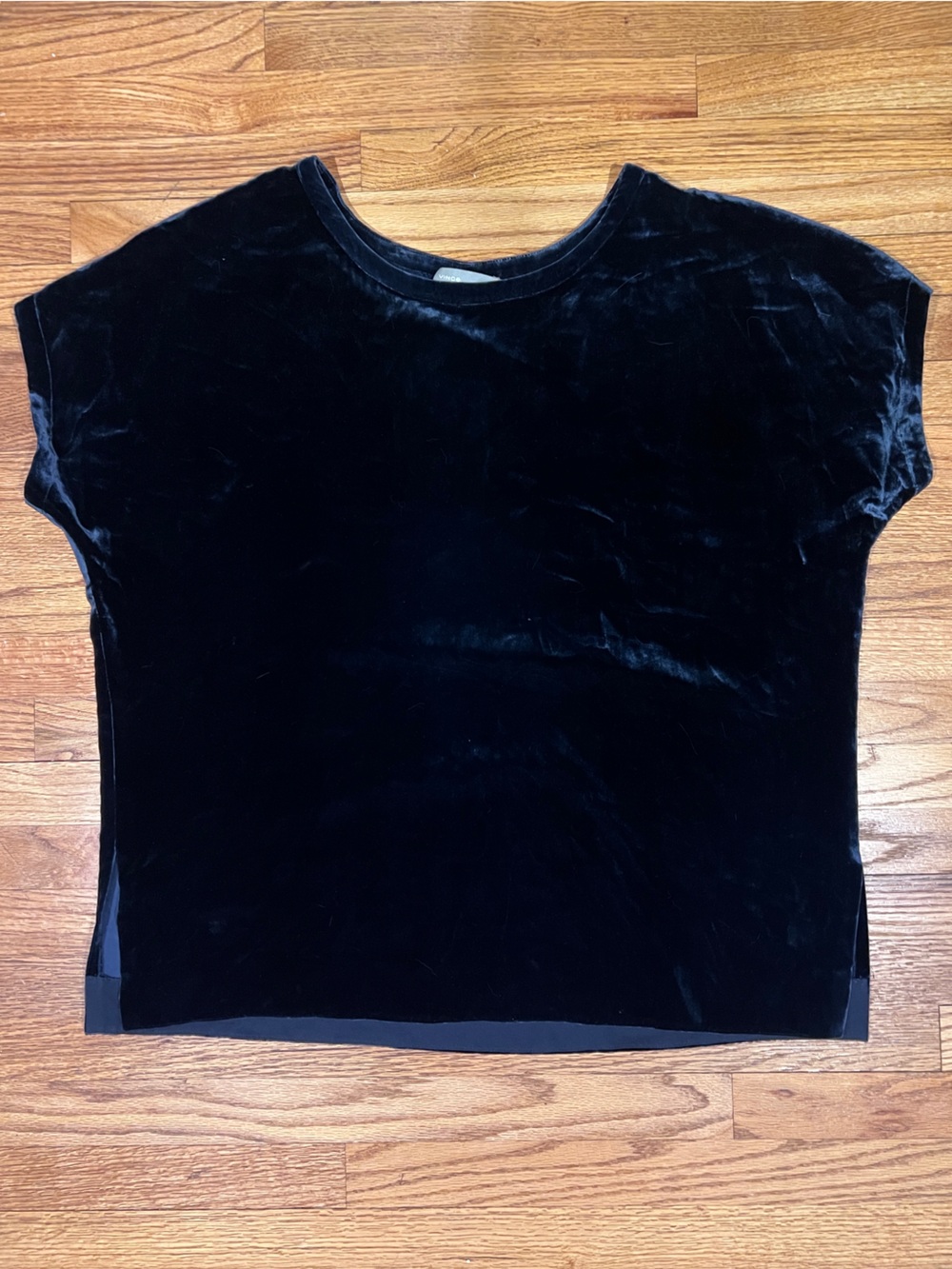 Vince Navy Velvet Short Dolman Sleeve Top